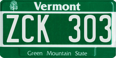 VT license plate ZCK303