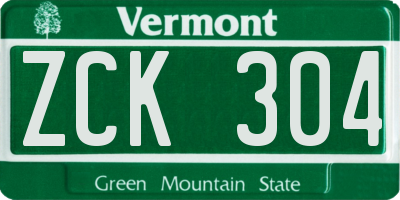 VT license plate ZCK304