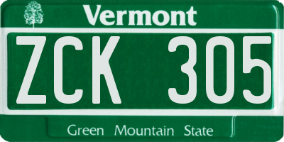 VT license plate ZCK305