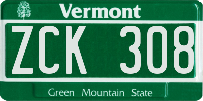 VT license plate ZCK308
