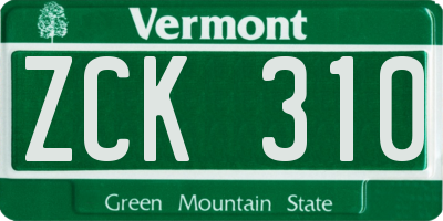 VT license plate ZCK310