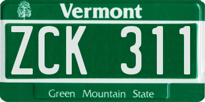 VT license plate ZCK311