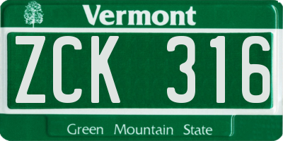 VT license plate ZCK316