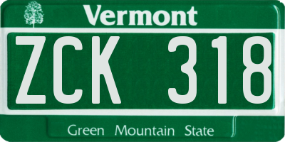 VT license plate ZCK318