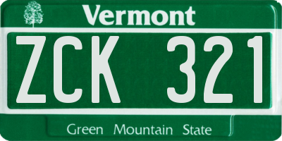 VT license plate ZCK321