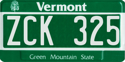 VT license plate ZCK325