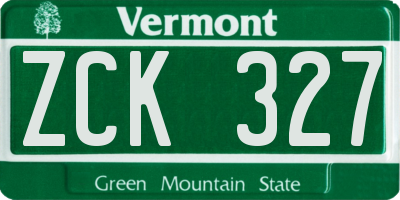VT license plate ZCK327