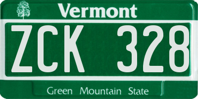 VT license plate ZCK328
