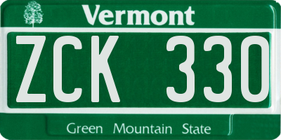 VT license plate ZCK330