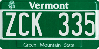 VT license plate ZCK335