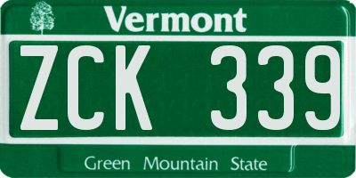 VT license plate ZCK339