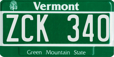 VT license plate ZCK340