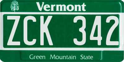 VT license plate ZCK342