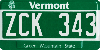 VT license plate ZCK343