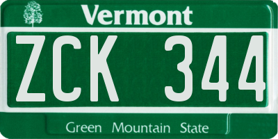 VT license plate ZCK344