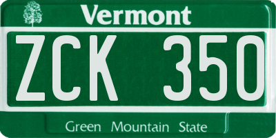 VT license plate ZCK350