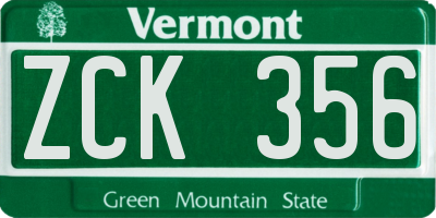 VT license plate ZCK356