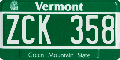 VT license plate ZCK358