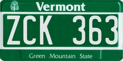 VT license plate ZCK363
