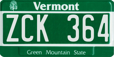 VT license plate ZCK364