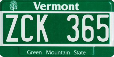 VT license plate ZCK365