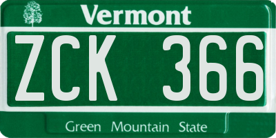 VT license plate ZCK366