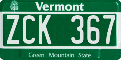 VT license plate ZCK367