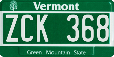 VT license plate ZCK368