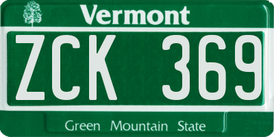 VT license plate ZCK369