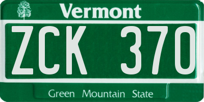VT license plate ZCK370