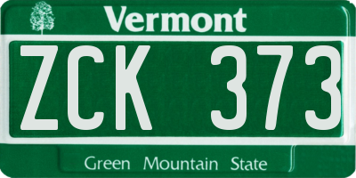 VT license plate ZCK373
