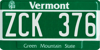 VT license plate ZCK376