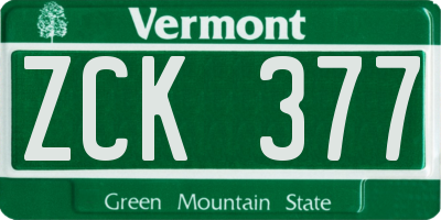 VT license plate ZCK377
