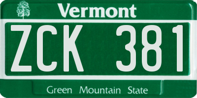 VT license plate ZCK381