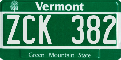 VT license plate ZCK382