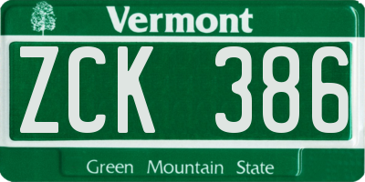 VT license plate ZCK386