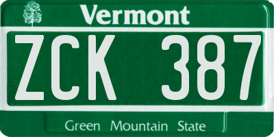 VT license plate ZCK387