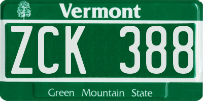 VT license plate ZCK388