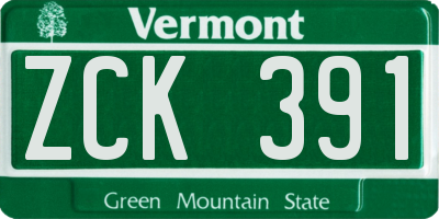 VT license plate ZCK391