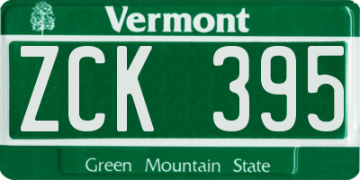 VT license plate ZCK395
