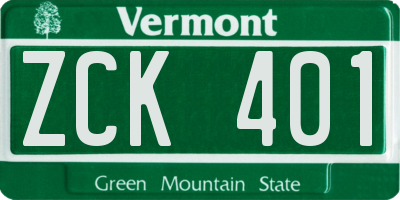 VT license plate ZCK401