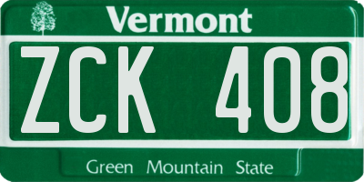 VT license plate ZCK408