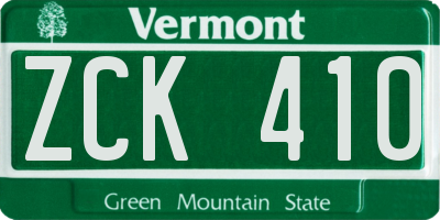 VT license plate ZCK410
