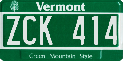 VT license plate ZCK414
