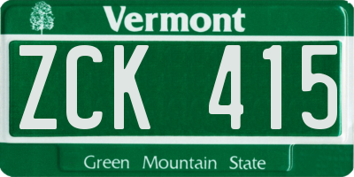 VT license plate ZCK415