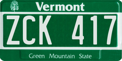 VT license plate ZCK417