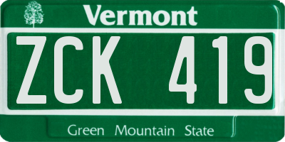 VT license plate ZCK419