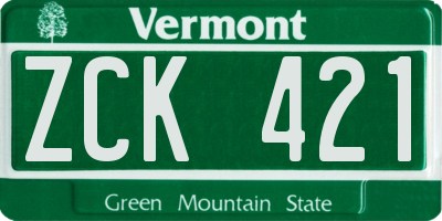 VT license plate ZCK421