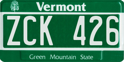 VT license plate ZCK426