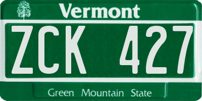 VT license plate ZCK427